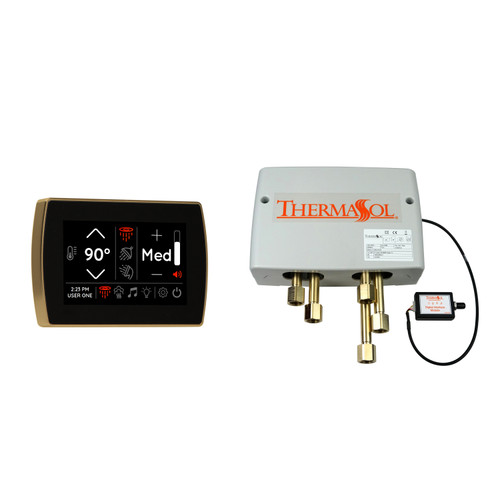 Thermasol Digital Shower Package - SignaTouch Control (Wall Mount) + Digital Shower Valve, Satin Brass - DSP-SIGF-SB