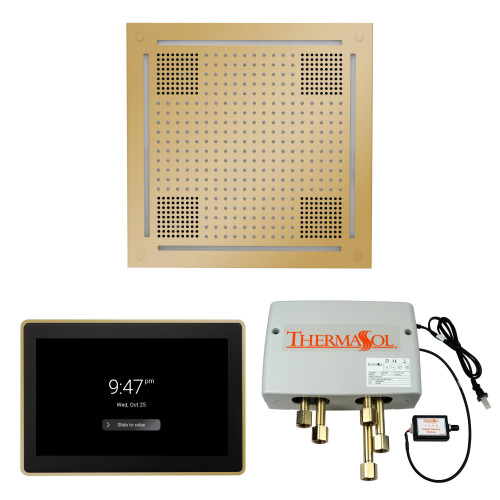 Thermasol Wellness Shower Package - HydroVive 18 Rainhead + ThermaTouch2 15 Control + Digital Shower Valve, Polished Brass - WHSP15S-PB