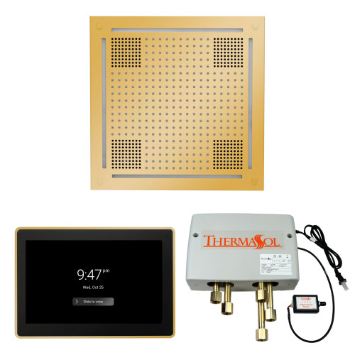 Thermasol Wellness Shower Package - HydroVive 18 Rainhead + ThermaTouch2 15 Control + Digital Shower Valve, Polished Gold - WHSP15S-PG