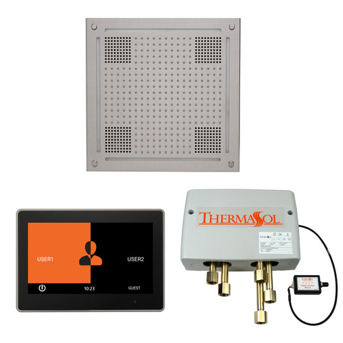 Thermasol Wellness Shower Package - HydroVive 18 Rainhead + ThermaTouch2 10 Control + Digital Shower Valve, Satin Chrome - WHSP10S-SC