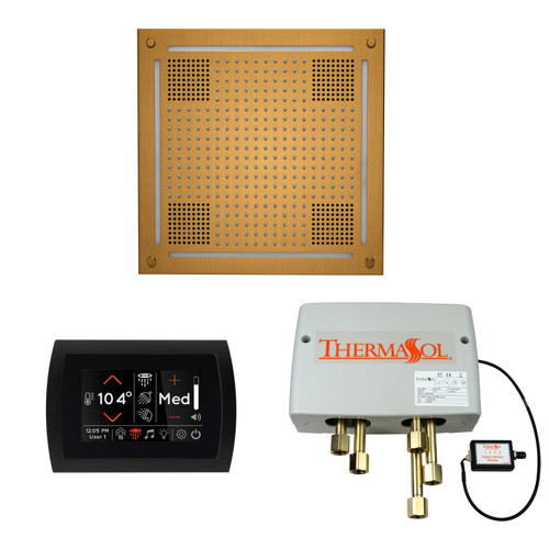 Thermasol Wellness Shower Package - HydroVive 18 Rainhead + SignaTouch Control (Wall Mount) + Digital Shower Valve, Antique Brass - WHSPSR-AB