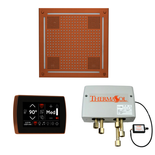 Thermasol Wellness Shower Package - HydroVive 18 Rainhead + SignaTouch Control (Recessed, Black Trim) + Digital Shower Valve, Antique Copper - WHSPSS-ACOP