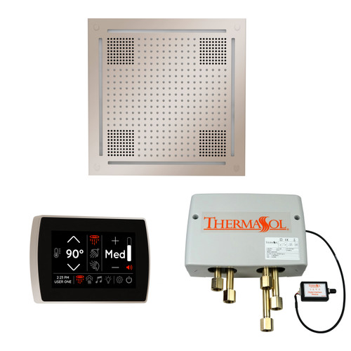 Thermasol Wellness Shower Package - HydroVive 18 Rainhead + SignaTouch Control (Recessed, Black Trim) + Digital Shower Valve, Polished Nickel - WHSPSS-PN
