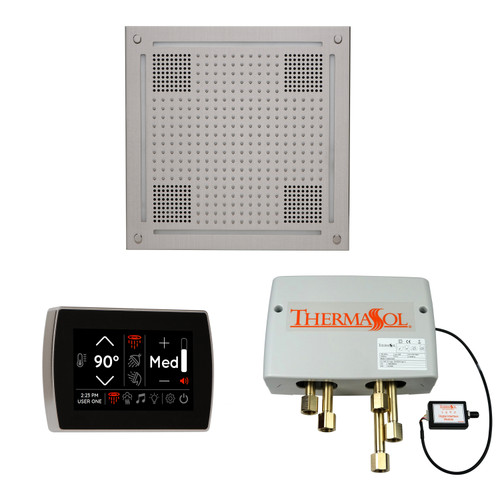 Thermasol Wellness Shower Package - HydroVive 18 Rainhead + SignaTouch Control (Recessed, Black Trim) + Digital Shower Valve, Satin Chrome - WHSPSS-SC
