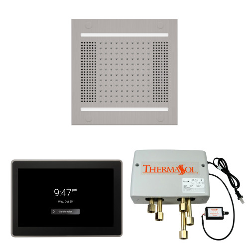 Thermasol Wellness Shower Package - HydroVive 14 Rainhead + ThermaTouch2 15 Control + Digital Shower Valve, Satin Chrome - WH14SP15S-SC