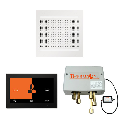 Thermasol Wellness Shower Package - HydroVive 14 Rainhead + ThermaTouch2 10 Control + Digital Shower Valve, White - WH14SP10S-WHT