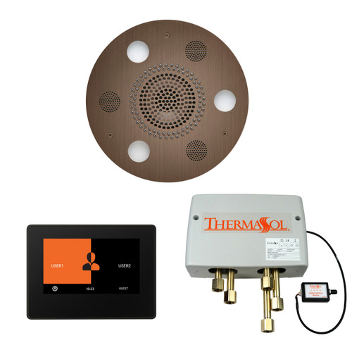 Thermasol Wellness Shower Package - Serenity Advanced Rainhead (Round) + ThermaTouch2 7 Control (Black Trim) + Digital Shower Valve, Antique Nickel - WSP7R-AN