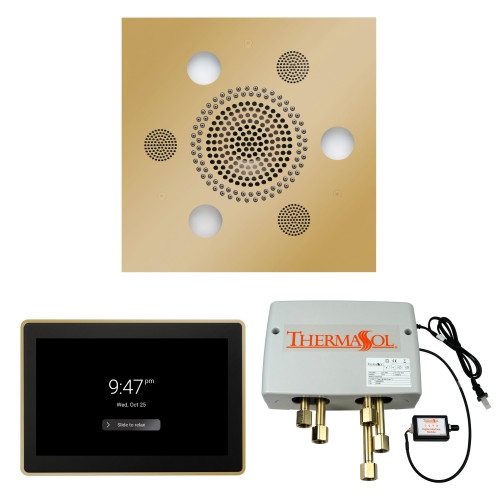 Thermasol Wellness Shower Package - Serenity Advanced Rainhead (Square) + ThermaTouch2 15 Control + Digital Shower Valve, Polished Brass - WSP15S-PB