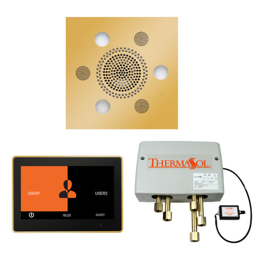 Thermasol Wellness Shower Package - Serenity Advanced Rainhead (Square) + ThermaTouch2 10 Control + Digital Shower Valve, Polished Gold - WSP10S-PG