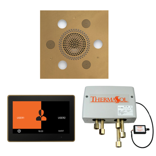 Thermasol Wellness Shower Package - Serenity Advanced Rainhead (Square) + ThermaTouch2 10 Control + Digital Shower Valve, Satin Brass - WSP10S-SB