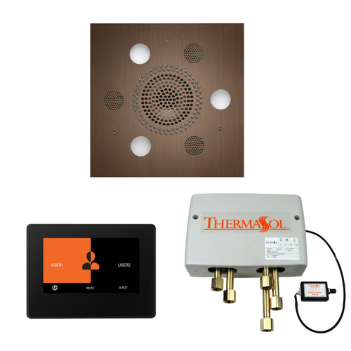 Thermasol Wellness Shower Package - Serenity Advanced Rainhead (Square) + ThermaTouch2 7 Control (Black Trim) + Digital Shower Valve, Antique Nickel - WSP7S-AN