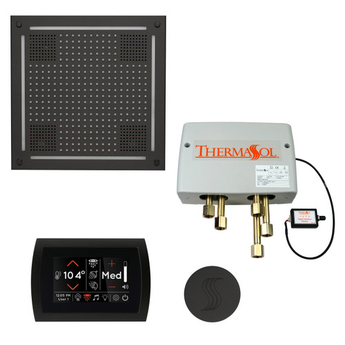 Thermasol Total Wellness Package - HydroVive 18 Rainhead + SignaTouch Control (Wall Mount) + Digital Shower Valve + Steam Head Kit (Square), Matte Black - TWPHSR-MB