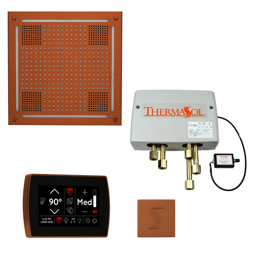 Thermasol Total Wellness Package - HydroVive 18 Rainhead + SignaTouch Control (Recessed, Black Trim) + Digital Shower Valve + Steam Head Kit (Square), Antique Copper - TWPHSS-ACOP
