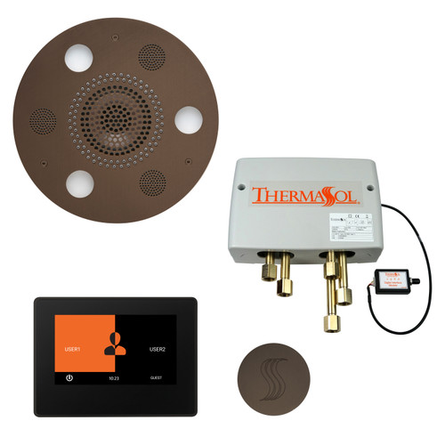 Thermasol Total Wellness Package - Serenity Advanced Rainhead (Round) + ThermaTouch2 7 Control (Black Trim) + Digital Shower Valve + Steam Head Kit (Round), Oil Rubbed Bronze - TWP7R-ORB