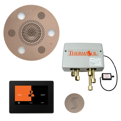 Thermasol Total Wellness Package - Serenity Advanced Rainhead (Round) + ThermaTouch2 7 Control (Black Trim) + Digital Shower Valve + Steam Head Kit (Round), Satin Nickel - TWP7R-SN