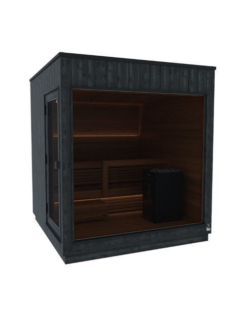 Thermasol Nordic Misty Medium Sauna Cabin | Left | 10.5kw Virta Heater w/WiFi, Safety Rails, CX45, & 4 Boxes of AC3020 Sauna Stones | Onyx Deluxe Accessory Kit - KIR-3537