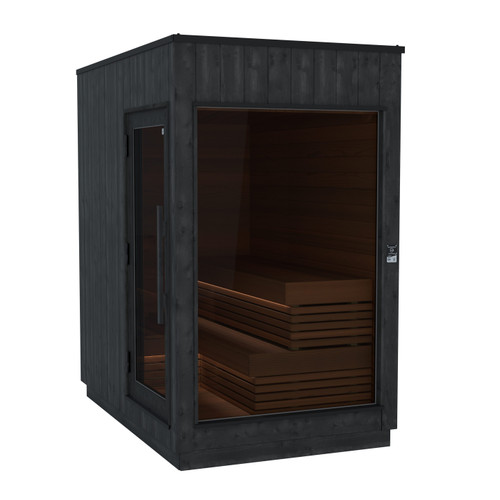 Thermasol Nordic Misty Small Sauna Cabin | Left | 9.0kw Virta Heater w/WiFi, Safety Rails, CX45, & 4 Boxes of AC3020 Sauna Stones | Onyx Deluxe Accessory Kit - KIR-4828