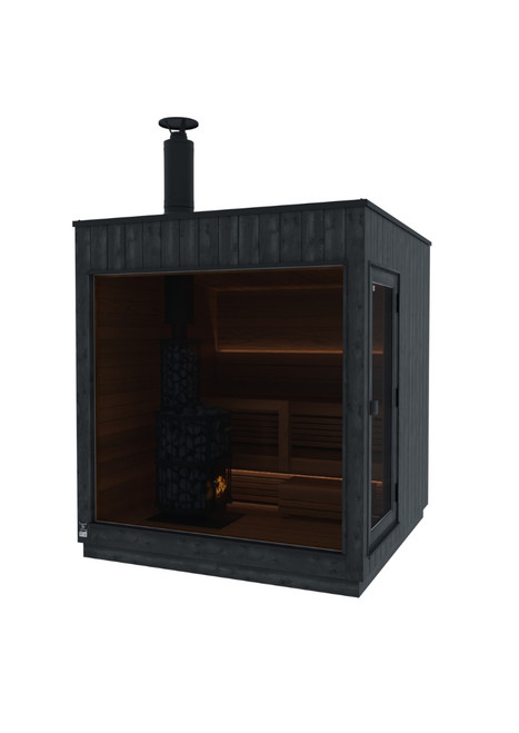 Thermasol Nordic Misty Medium Sauna Cabin | Right | Legend 240 Wood Burning Heater Kit | Onyx Deluxe Accessory kit - 14-KIR-3428WB