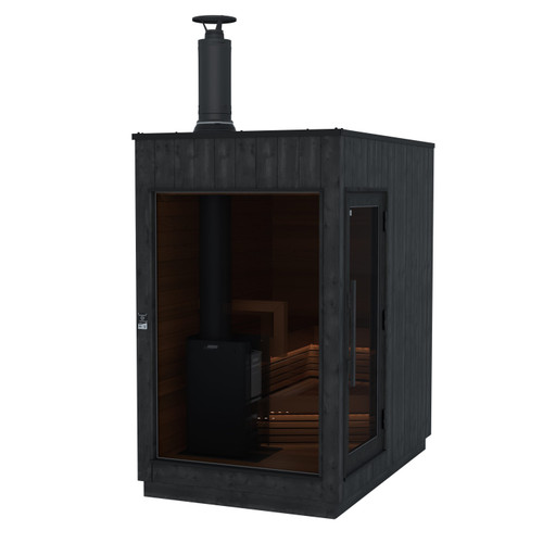 Thermasol Nordic Misty Small Sauna Cabin | Right | Legend 150 Wood Burning Heater Kit | Onyx Deluxe Accessory kit - KIR-4522WB