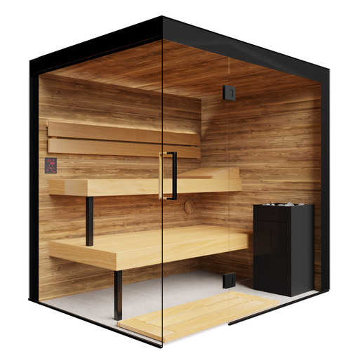 Thermasol Lumaria Indoor Sauna, Large Cabin, Door Right, Transparent Glass - Virta 9kW Heater, CX45 - LUMARIALDR