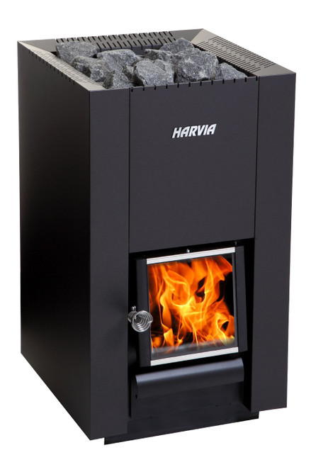 Harvia Linear 18 Compact Wood Burning Sauna Heater| Black - WKLI18CPTM