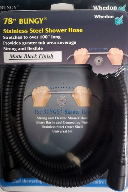 Whedon 78"-100" Bungy® Stretch Shower Hose, Matte Black - AF206C-MB Whedon 78"-100" Bungy® Stretch Shower Hose, Matte Black - AF206C-MB