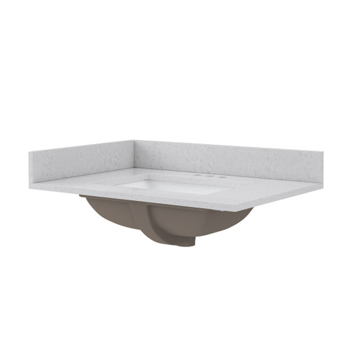 Craft + Main 31" x 22" Carrara Vita Quartz Vanity Top with White Rectangular Sink Bowl - 4" Centerset - QZ31224CVR