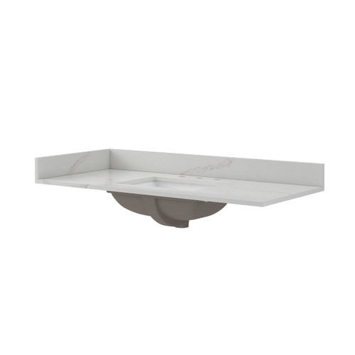 Foremost 49" x 22" Calacatta Bianco Quartz Vanity Top with White Rectangular Sink Bowl - 8" Widespread - QZ49228CBR