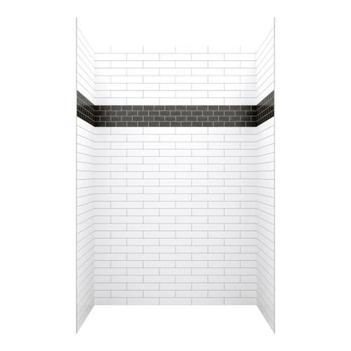 Craft + Main Reflections Subway Tile Glue Up Shower Wall Panel 60" x 36" x 96" with Cestrum Color Accent - RFL603696-CSS
