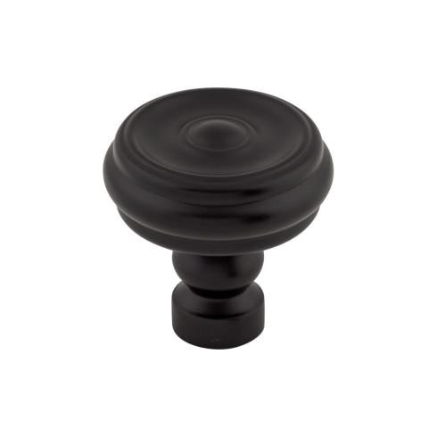 Top Knobs Brixton Button 1 1/4" Diameter Round Knob, Flat Black - TK882BLK