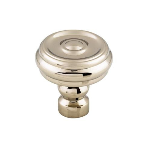 Top Knobs Brixton Button 1 1/4" Diameter Round Knob, Polished Nickel - TK882PN