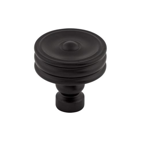 Top Knobs Brixton Ridged 1 1/4" Diameter Round Knob, Flat Black - TK881BLK