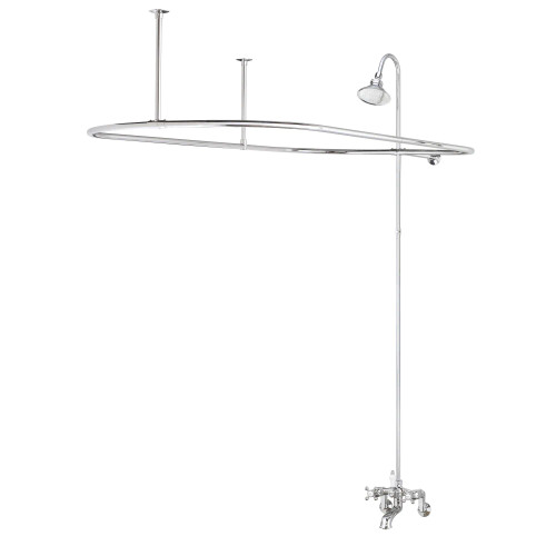 Cheviot 5174-CH Exposed Tub & Shower Riser Faucet With Hand Shower With Curtain Frame 24 X 54 - Chrome