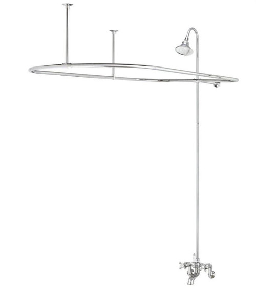 Cheviot 5166-CH Exposed Tub & Shower Riser Faucet With Hand Shower With Curtain Frame 24 X 42 - Chrome