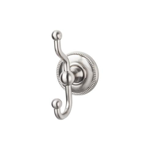 Top Knobs Edwardian Bath Double Hook - Brushed Satin Nickel - Beaded Backplate - ED2BSNA
