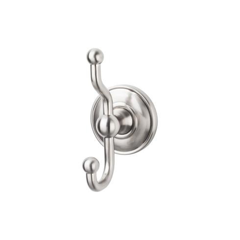 Top Knobs Edwardian Bath Double Hook - Plain Backplate, Brushed Satin Nickel - ED2BSND