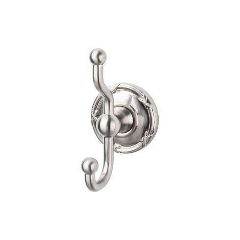 Top Knobs Edwardian Bath Double Hook - Brushed Satin Nickel - Ribbon Backplate - ED2BSNE