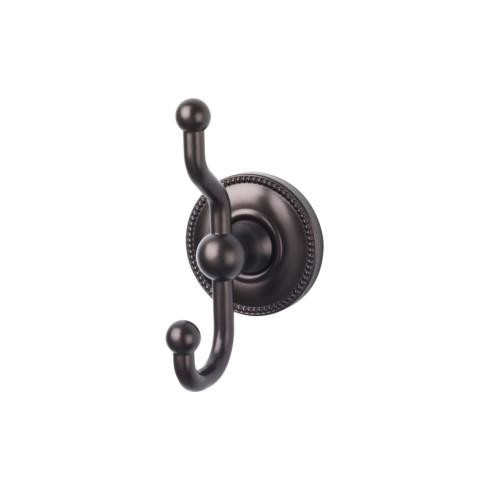 Top Knobs Edwardian Bath Double Hook - Oil Rubbed Bronze - Beaded Backplate - ED2ORBA