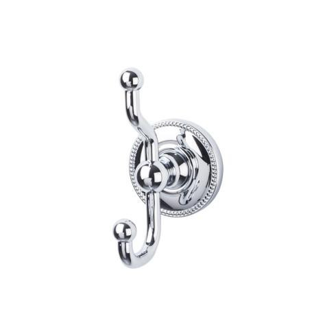 Top Knobs Edwardian Bath Double Hook - Polished Chrome - Beaded Backplate - ED2PCA