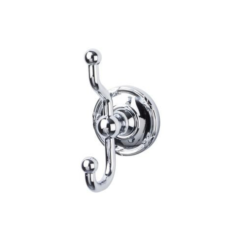 Top Knobs Edwardian Bath Double Hook - Polished Chrome - Ribbon Backplate - ED2PCE