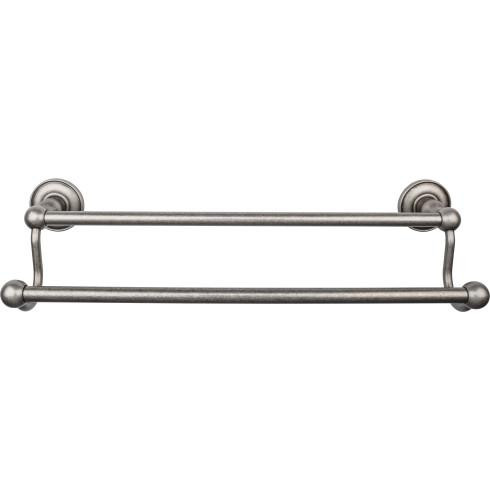 Top Knobs Edwardian Bath 18" Double Towel Bar - Plain Backplate, Antique Pewter - ED7APD