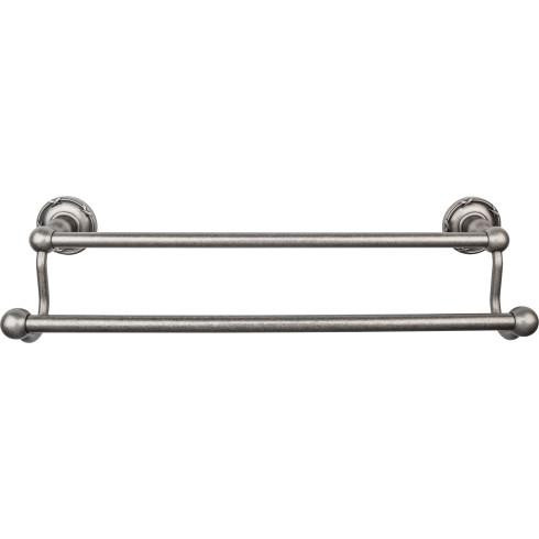 Top Knobs Edwardian Bath 18" Double Towel Bar - Antique Pewter - Ribbon Backplate - ED7APE