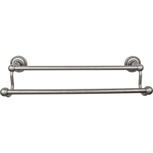 Top Knobs Edwardian Bath 18" Double Towel Bar - Antique Pewter - Rope Backplate - ED7APF
