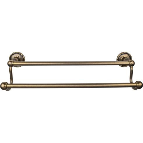 Top Knobs Edwardian Bath 18" Double Towel Bar - German Bronze - Ribbon Backplate - ED7GBZE