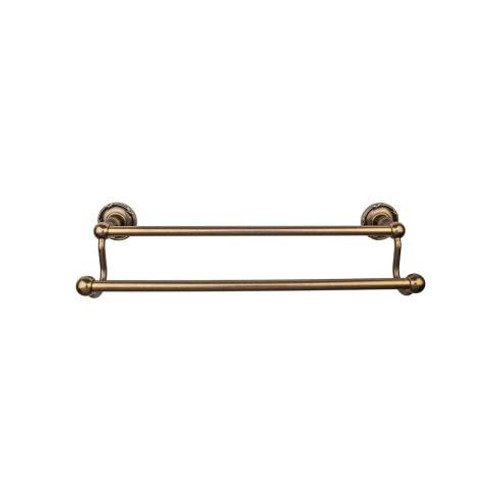 Top Knobs Edwardian Bath 24" Double Towel Bar - German Bronze - Ribbon Backplate - ED9GBZE