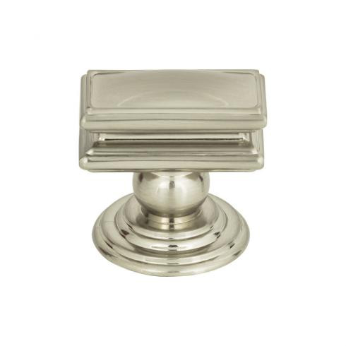 Atlas Campaign Rectangle Door Knob 1 1/2 Inch - Brushed Nickel, 377-BRN