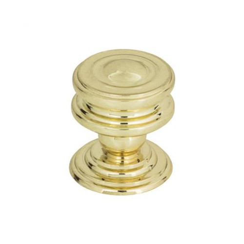 Atlas Campaign Round Door Knob 1 1/4 Inch - Polished Brass, 376-PB