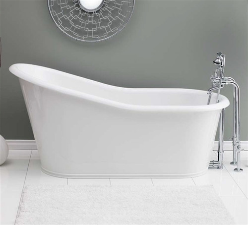 Cheviot Dakota Cast Iron Bath Freestanding Bathtub With Continuous Rolled Rim - White, 68" x 30" x 33" - 2157-WW
