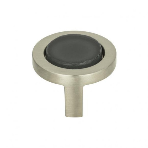 Atlas Spa Black Round Door Knob 1 1/4 Inch - Brushed Nickel, 229-BLK-BRN