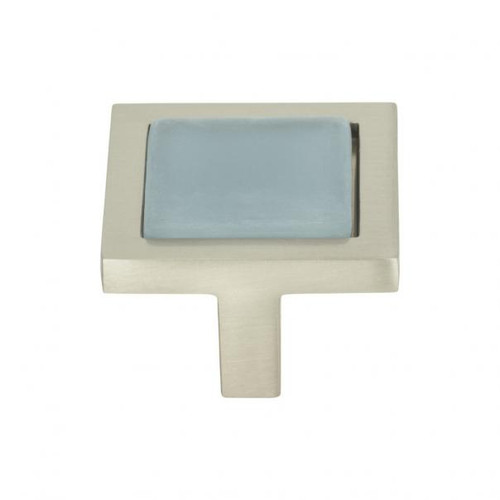 Atlas Spa Blue Square Door Knob 1 3/8 Inch - Brushed Nickel, 230-BLU-BRN